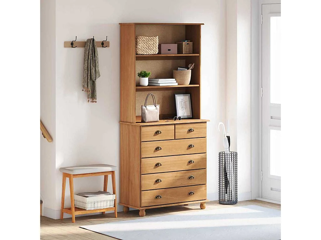 Stall "ASKIM" Goldbraun 91x40x199,5 cm Massivholz Kiefer
