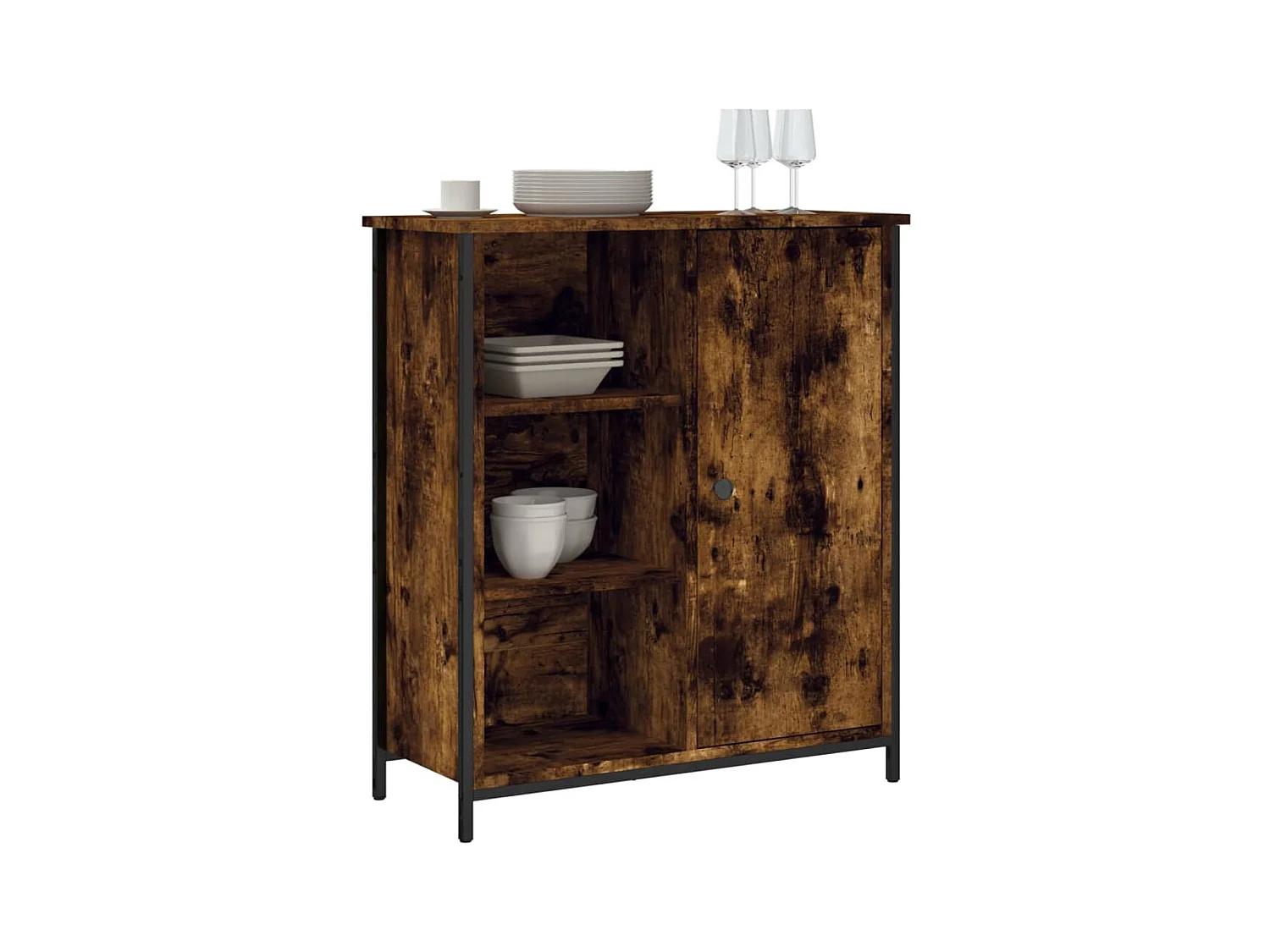 Buffet chêne fumé 70x30x80 cm bois d'ingénierie