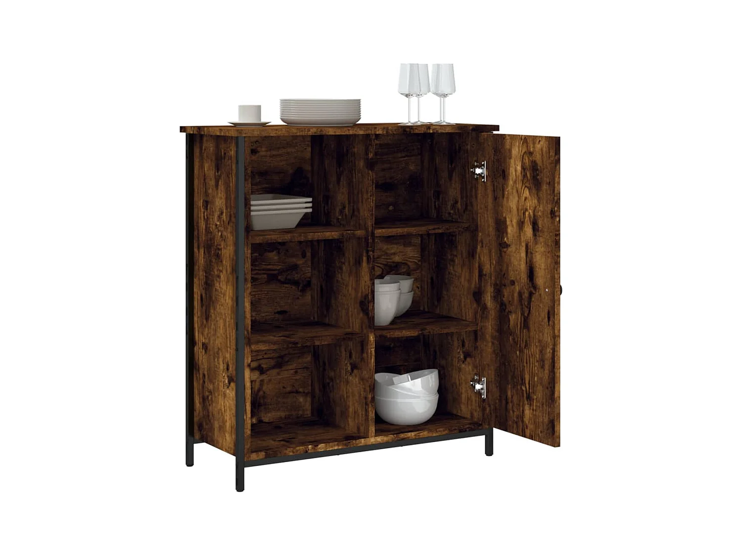 Buffet chêne fumé 70x30x80 cm bois d'ingénierie