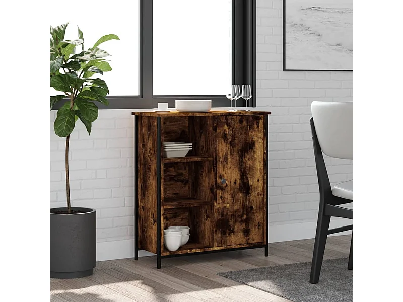 Credenza in rovere affumicato 70x30x80 cm in legno ingegnerizzato