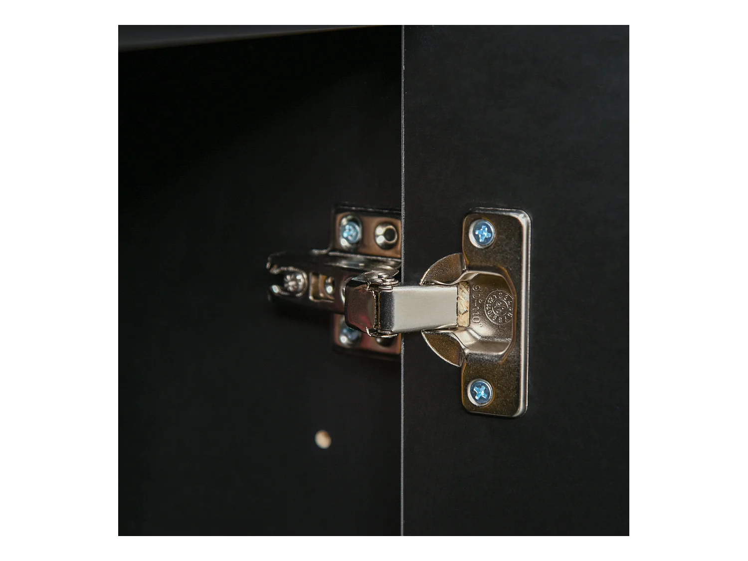 Buffet de rangement noir avec 2 tiroirs et 2 portes, contreplaqué, antidéversement (117x36x74cm)