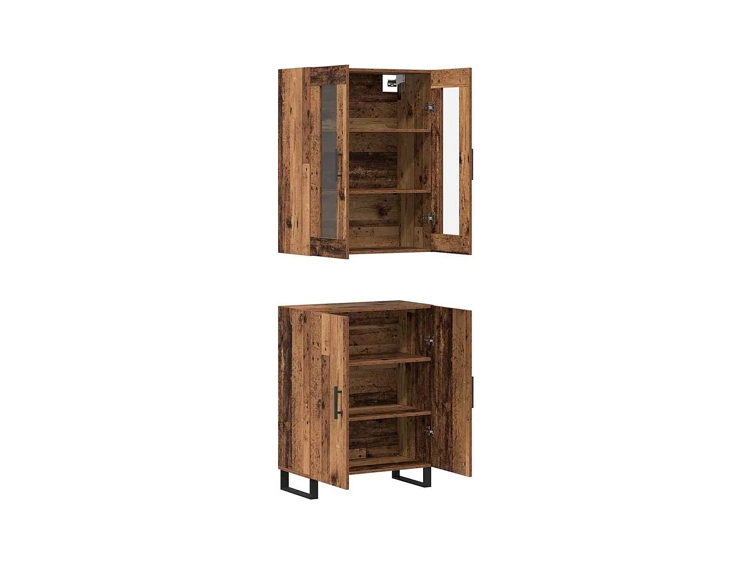 Gabinete alto con estante de montaje en pared con almacenamiento con puerta Madera antigua Madera de ingeniería mediana