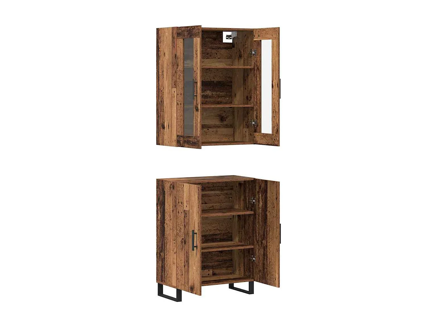 Gabinete alto con estante de montaje en pared con almacenamiento con puerta Madera antigua Madera de ingeniería mediana