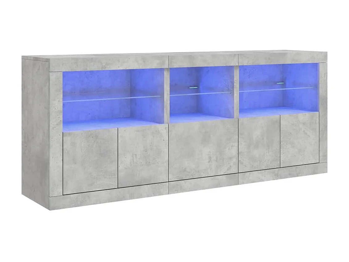 Buffet avec lumières LED gris béton 162x37x67 cm