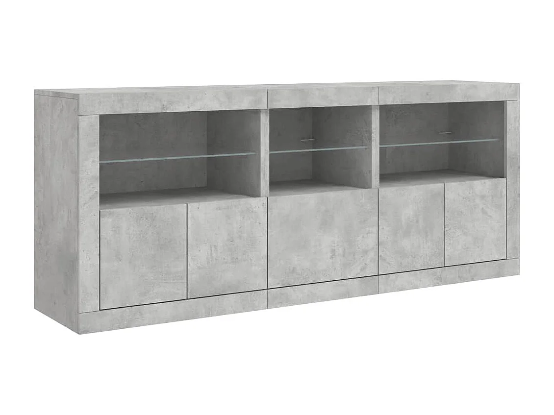 Buffet avec lumières LED gris béton 162x37x67 cm