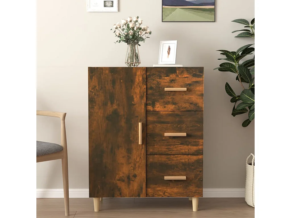 Credenza in rovere affumicato 69,5x34x90 cm in legno ingegnerizzato