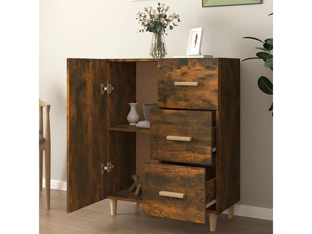 Credenza in rovere affumicato 69,5x34x90 cm in legno ingegnerizzato