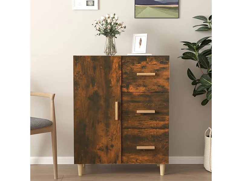 Credenza in rovere affumicato 69,5x34x90 cm in legno ingegnerizzato