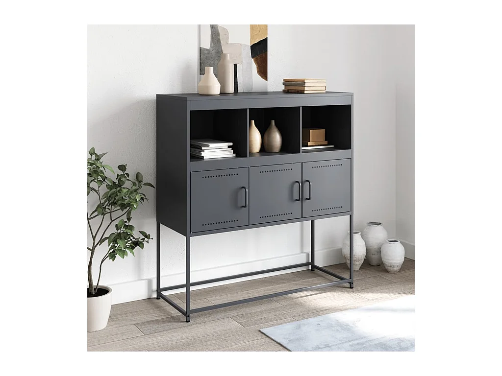 Buffet anthracite 100,5x39x107 cm acier