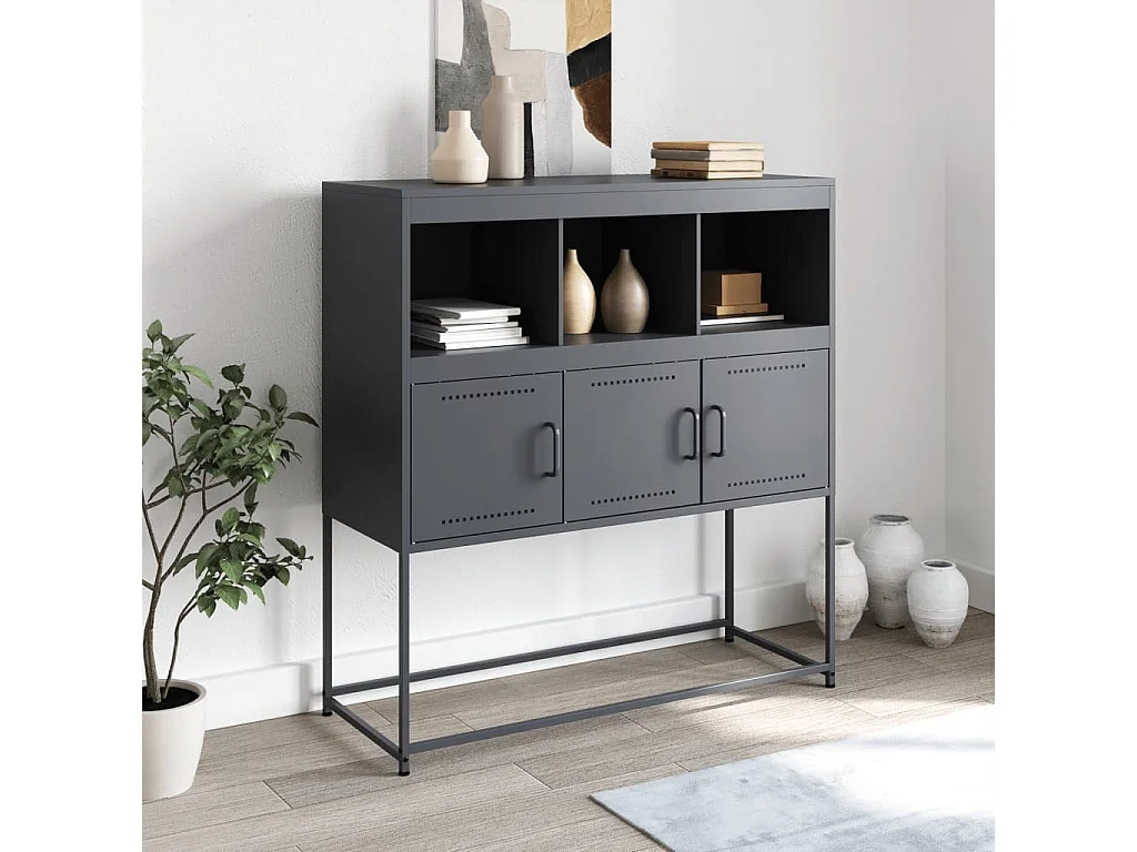 Buffet anthracite 100,5x39x107 cm acier