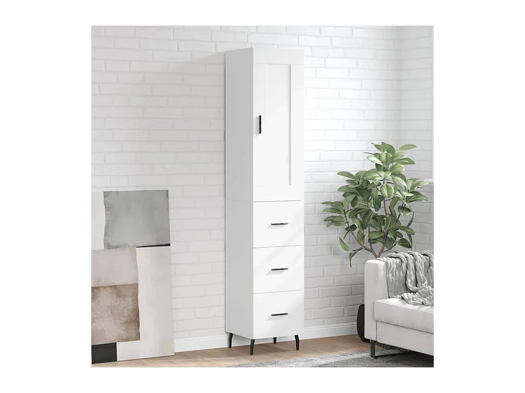 Buffet haut Blanc 34,5x34x180 cm Bois d'ingénierie