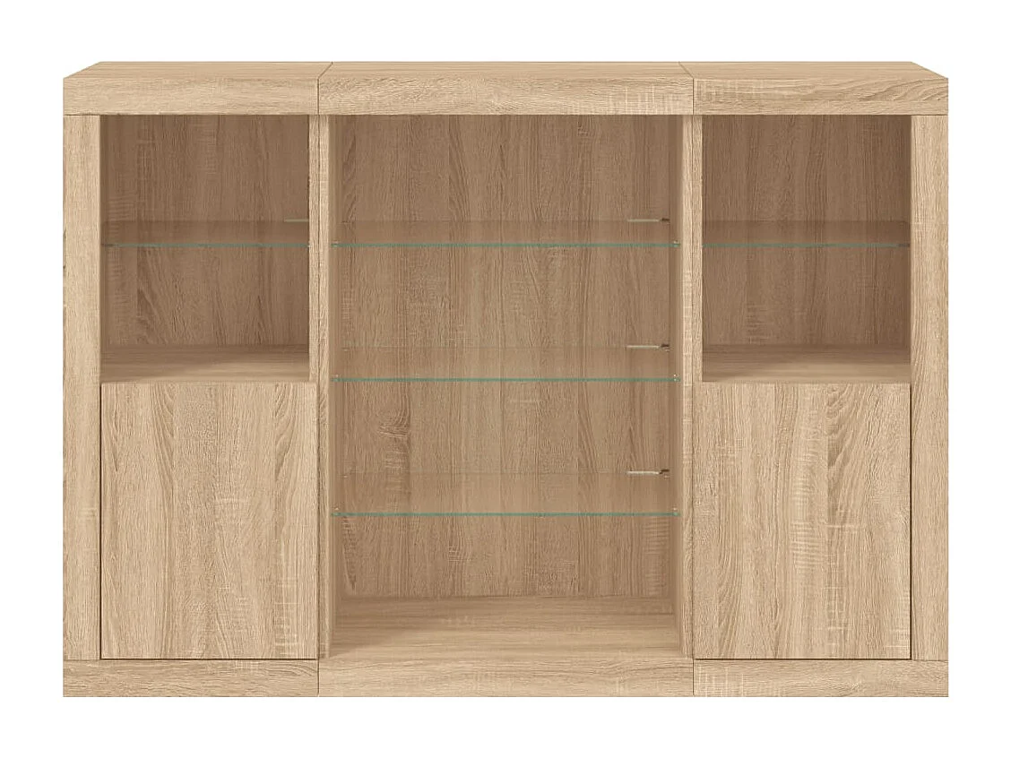 Buffets avec lumières LED 3 pcs chêne sonoma bois d'ingénierie