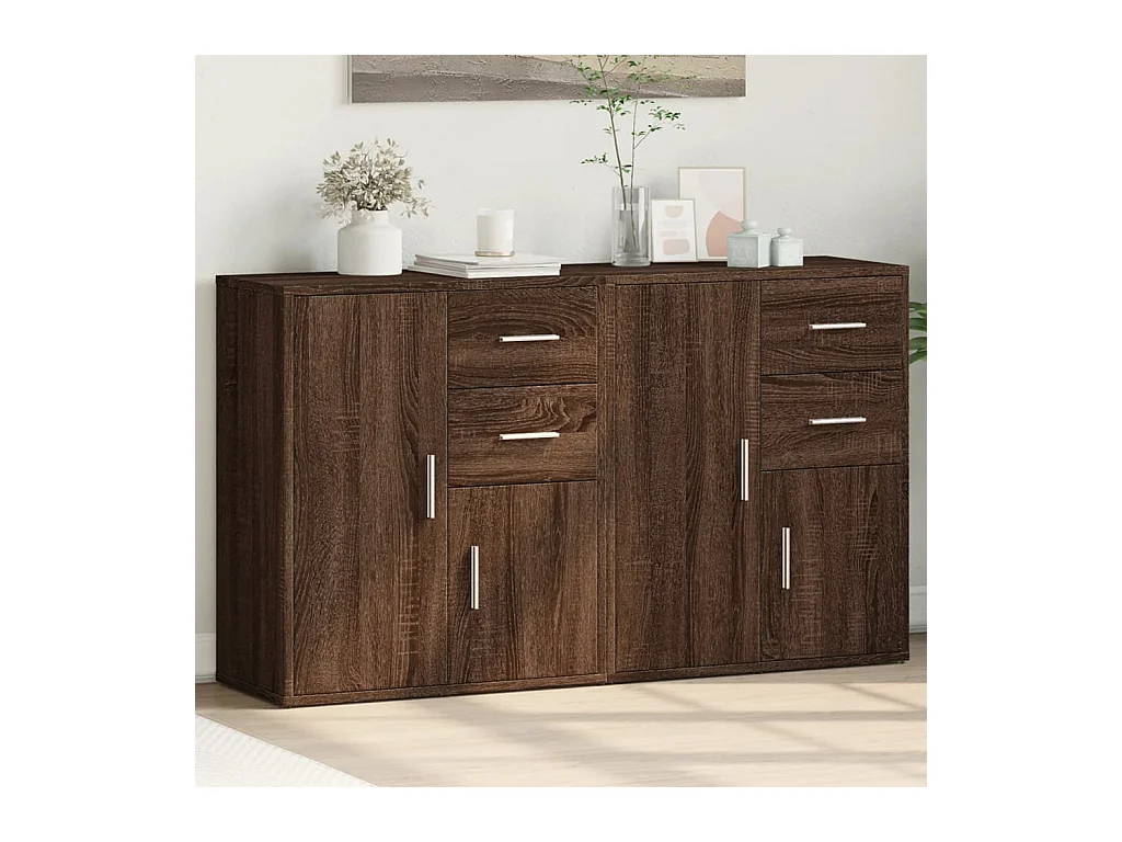 Credenze 2 pezzi rovere marrone 60x31x70 cm legno ingegnerizzato