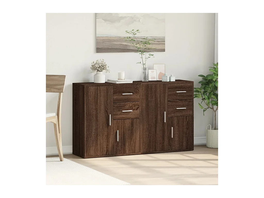 Credenze 2 pezzi rovere marrone 60x31x70 cm legno ingegnerizzato