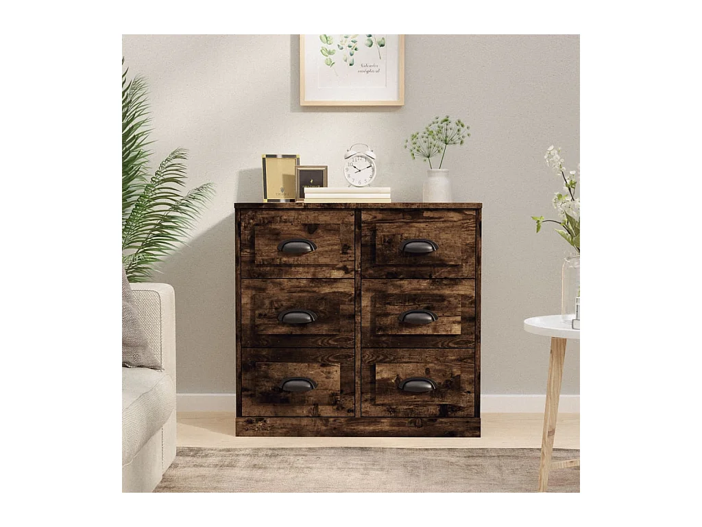 Buffet chêne fumé 70x35,5x67,5 cm bois d'ingénierie