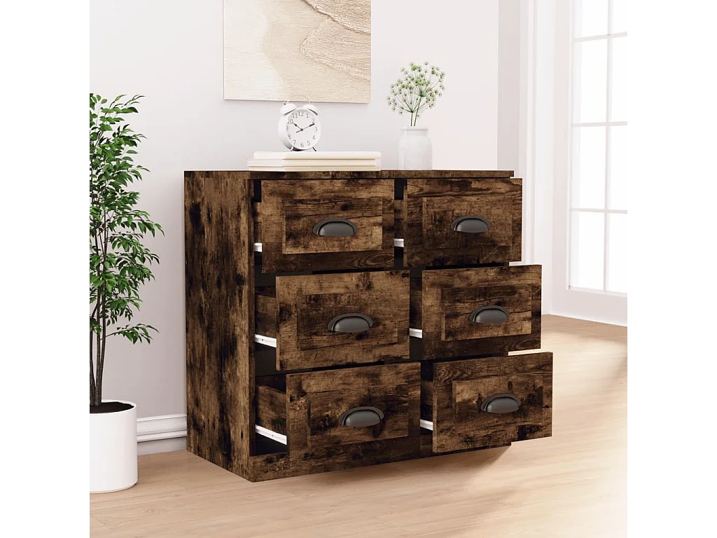 Buffet chêne fumé 70x35,5x67,5 cm bois d'ingénierie