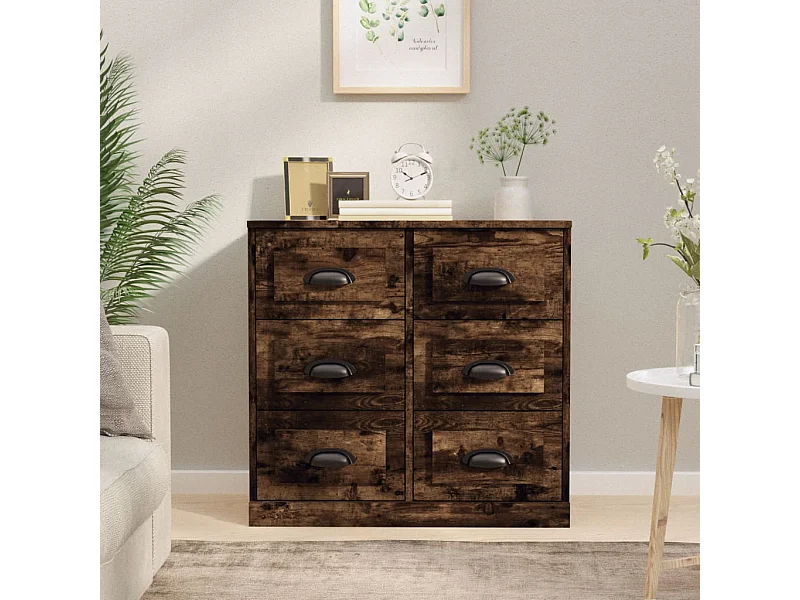 Buffet chêne fumé 70x35,5x67,5 cm bois d'ingénierie