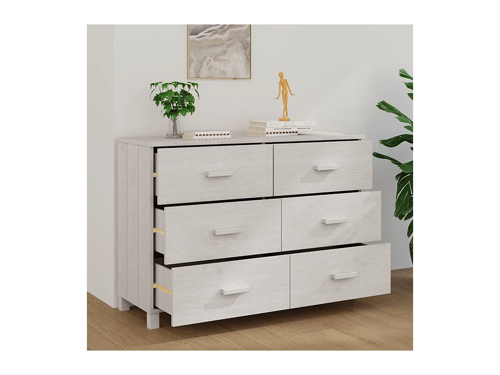 Buffet MOLDE Blanc 113x40x80 cm Bois massif de pin