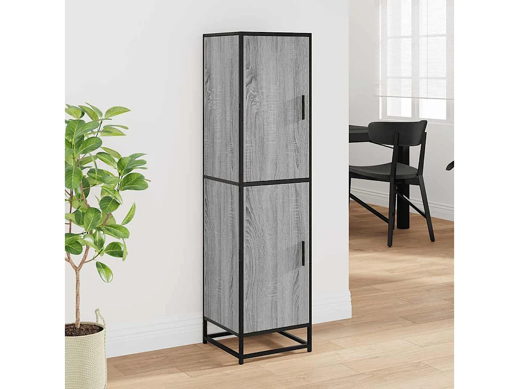 Buffet haut sonoma gris 35,5x35x139 cm bois d'ingénierie métal