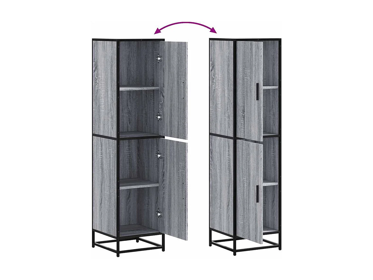 Buffet haut sonoma gris 35,5x35x139 cm bois d'ingénierie métal