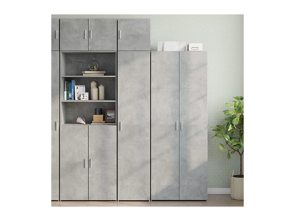 Armoire de rangement mince gris béton 40x42,5x225 cm