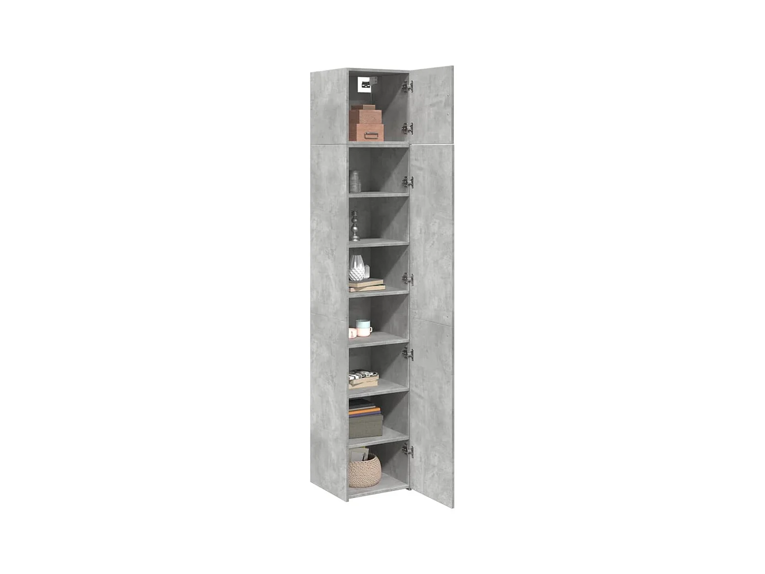 Armoire de rangement mince gris béton 40x42,5x225 cm