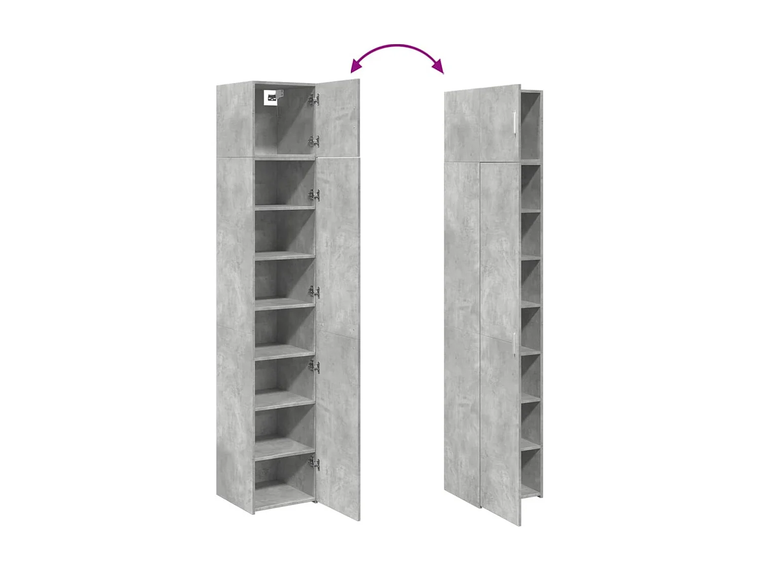 Armoire de rangement mince gris béton 40x42,5x225 cm