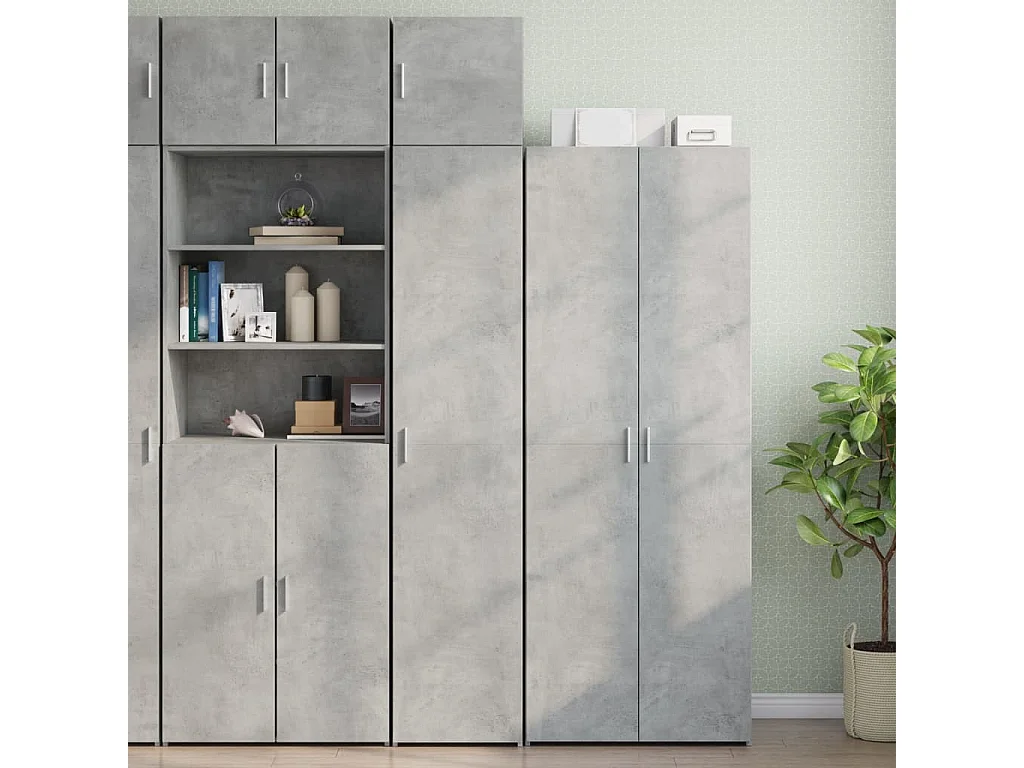 Armoire de rangement mince gris béton 40x42,5x225 cm