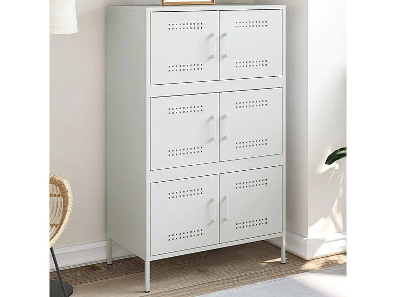 Wit hoog dressoir 68x39x113 cm staal