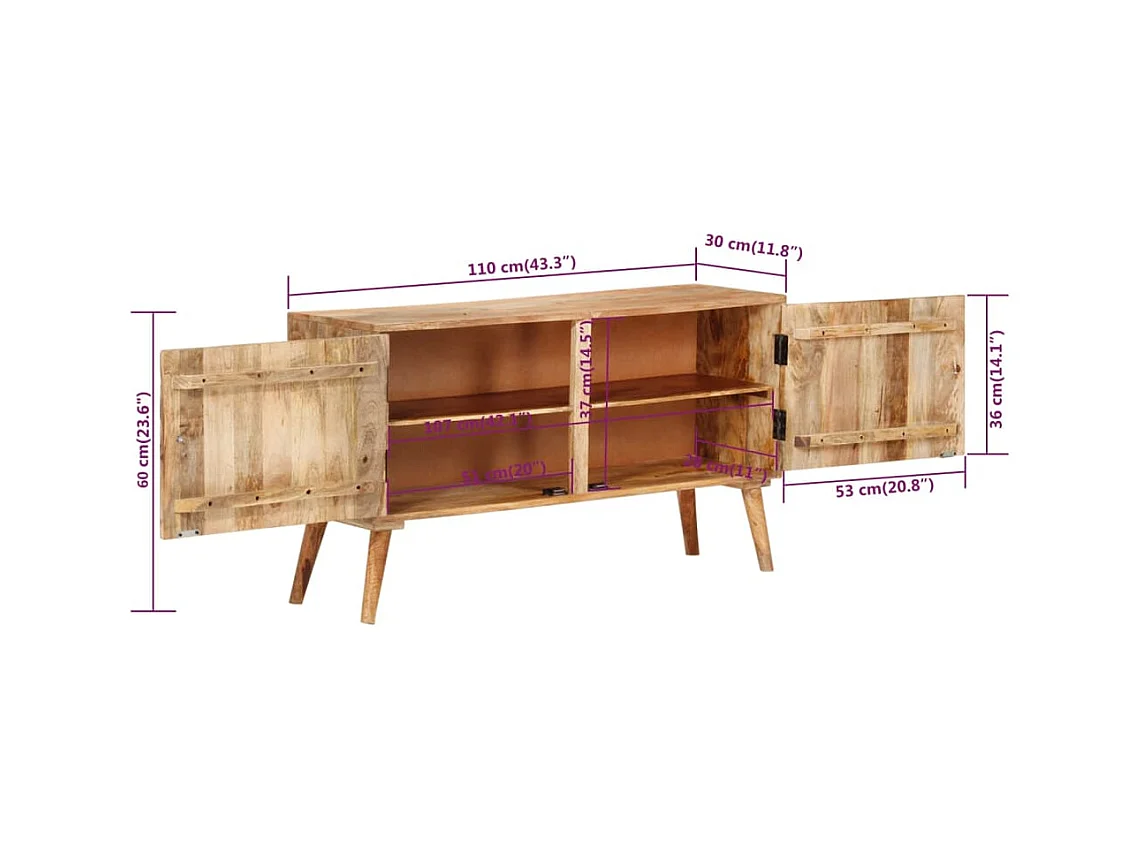 Buffet Bois de manguier massif 110x30x60 cm
