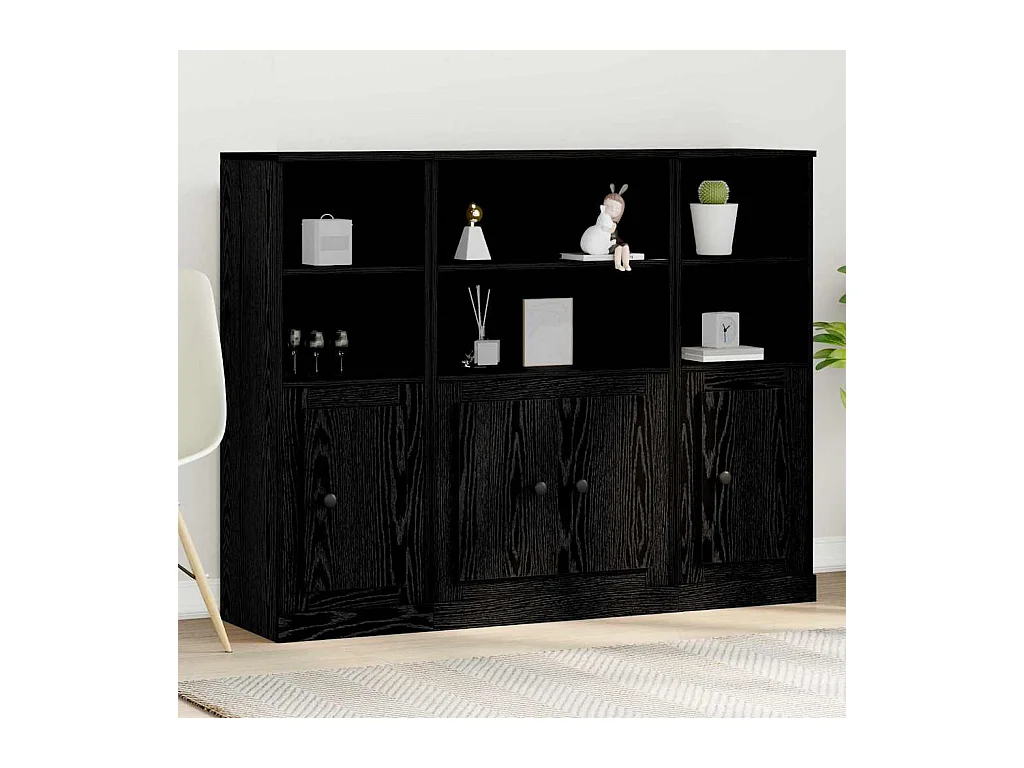 Buffet en Chêne Noir 132x35,5x103,5 cm en Bois d'Ingénierie