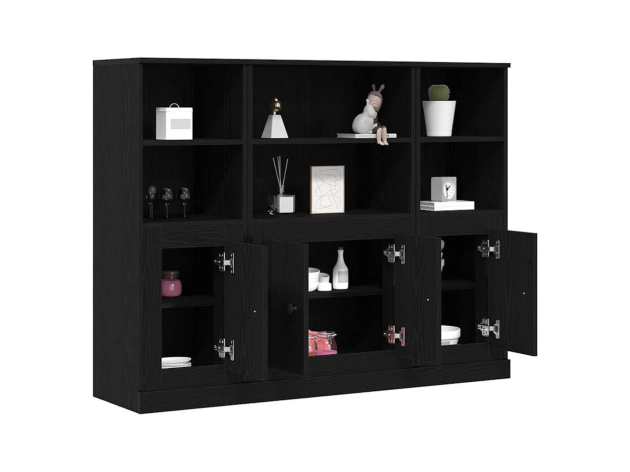 Buffet en Chêne Noir 132x35,5x103,5 cm en Bois d'Ingénierie