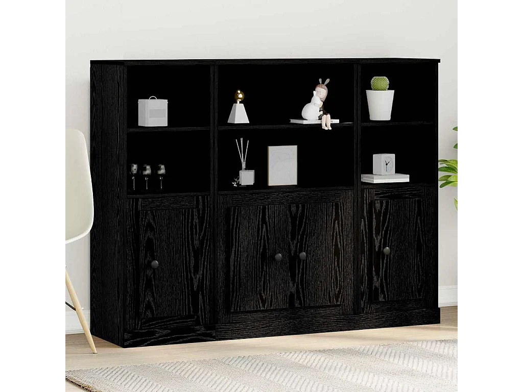 Buffet en Chêne Noir 132x35,5x103,5 cm en Bois d'Ingénierie
