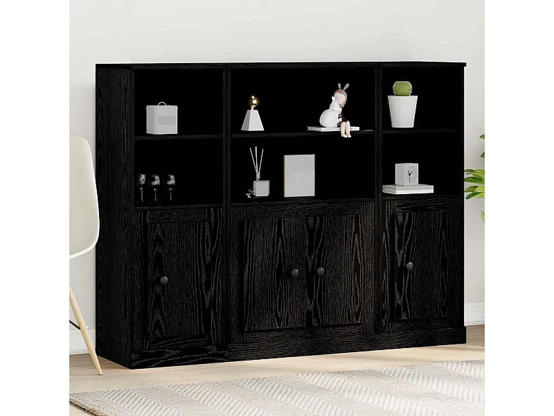 Buffet en Chêne Noir 132x35,5x103,5 cm en Bois d'Ingénierie