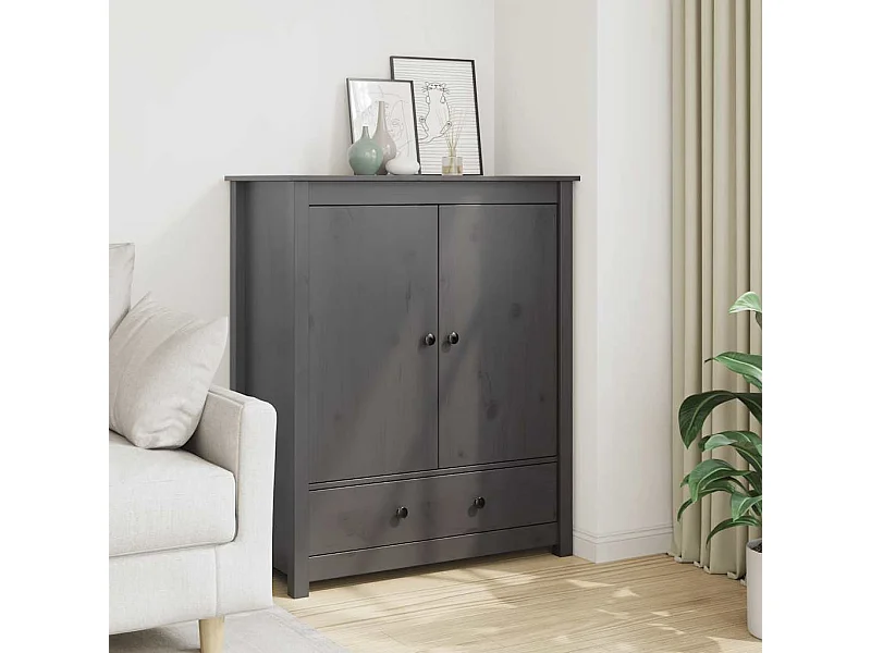 Buffet Gris 83x41,5x100 cm Bois massif de pin