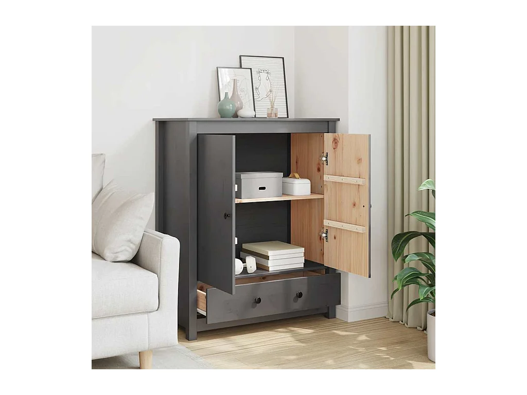 Buffet Gris 83x41,5x100 cm Bois massif de pin