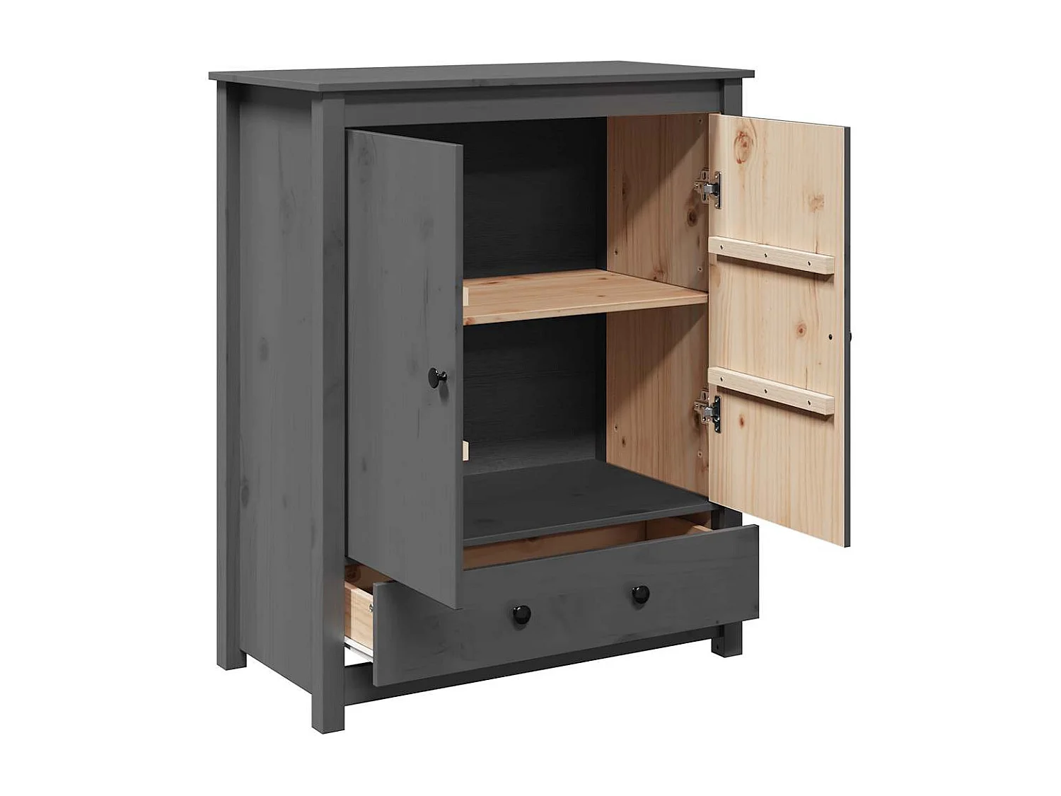 Buffet Gris 83x41,5x100 cm Bois massif de pin