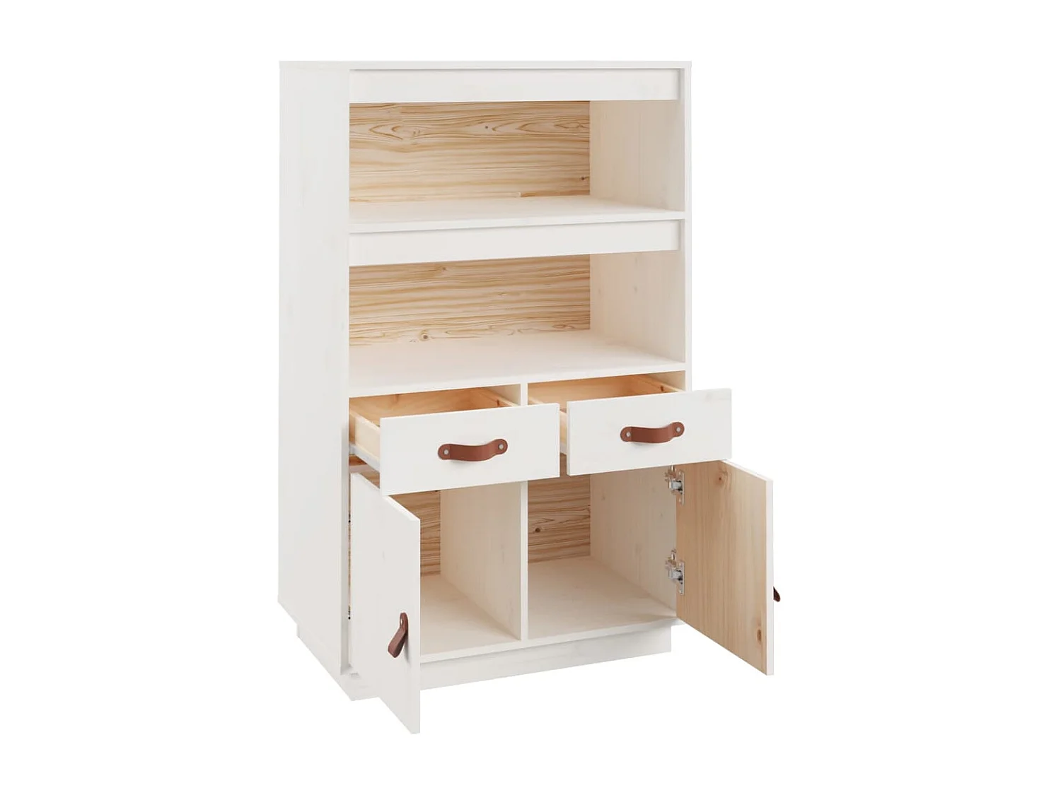 Credenza alta Bianca 67x40x108,5 cm Legno massello di pino