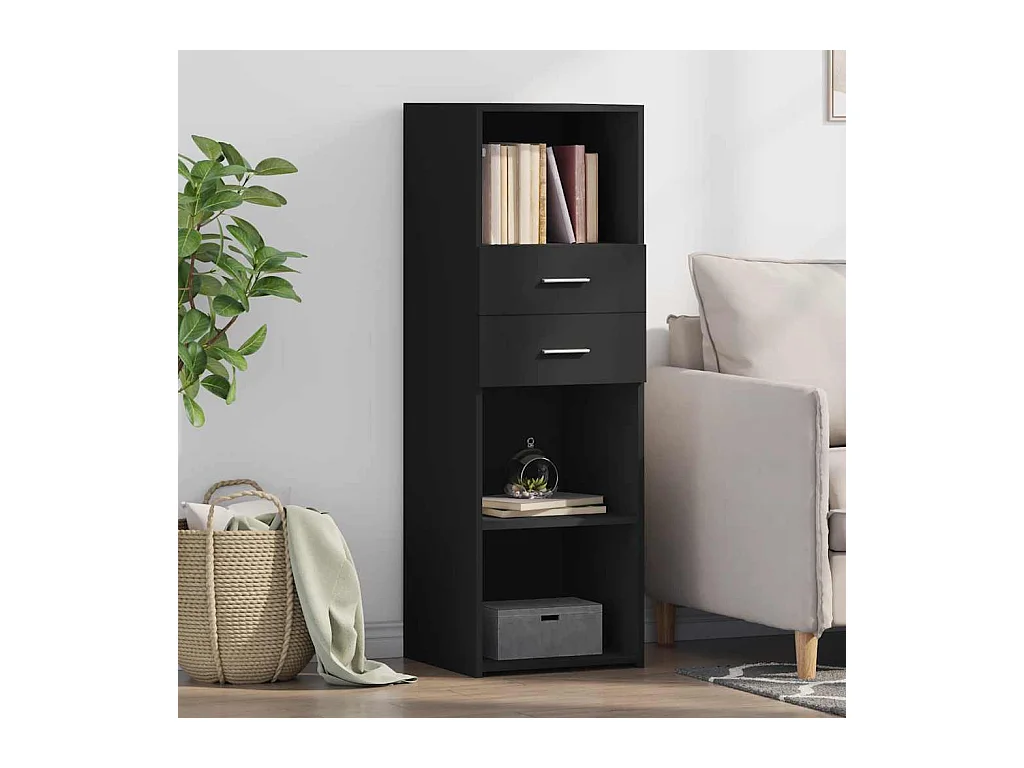 Aparador alto negro 40x42,5x124 cm madera contrachapada