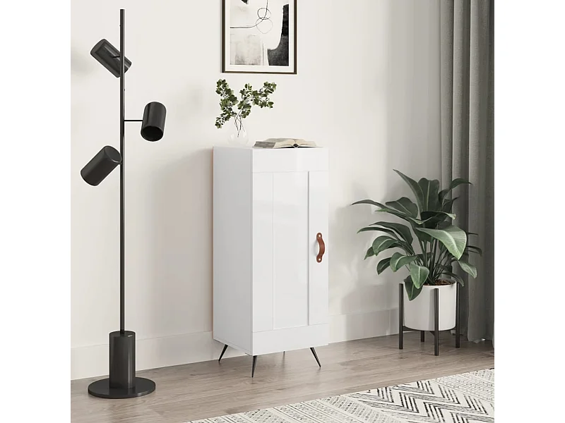Buffet Blanc brillant 34,5x34x90 cm Bois d'ingénierie