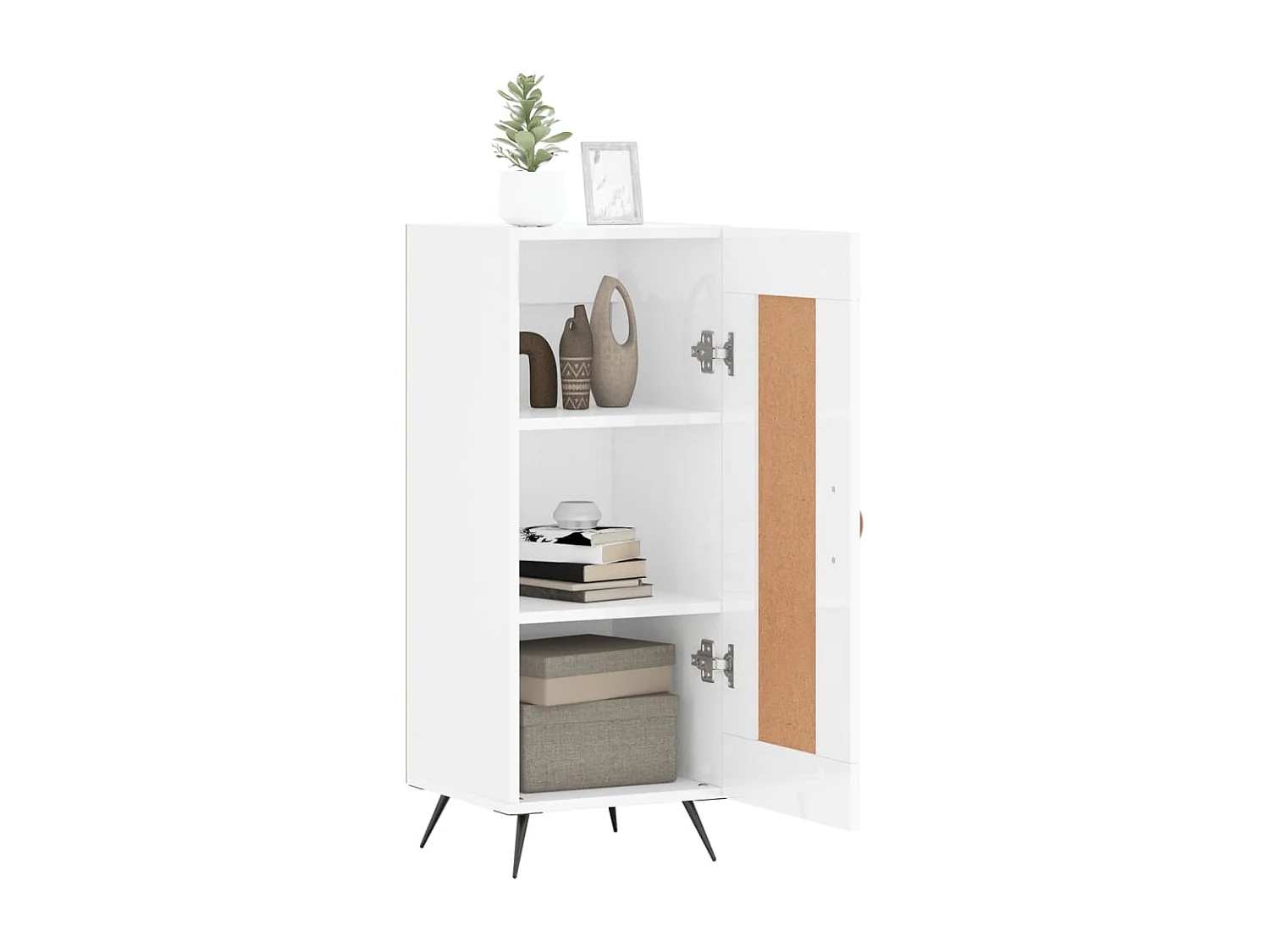 Buffet Blanc brillant 34,5x34x90 cm Bois d'ingénierie