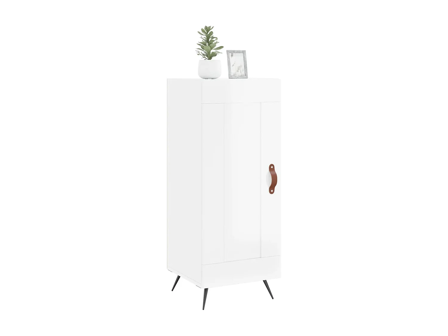 Buffet Blanc brillant 34,5x34x90 cm Bois d'ingénierie