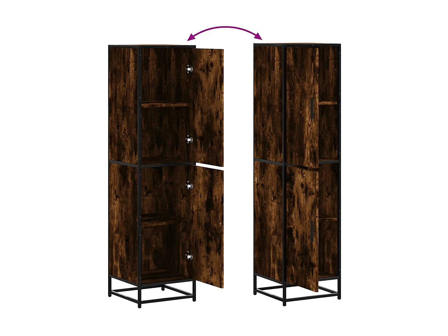 Buffet haut chêne fumé 35,5x35x139 cm bois d'ingénierie métal