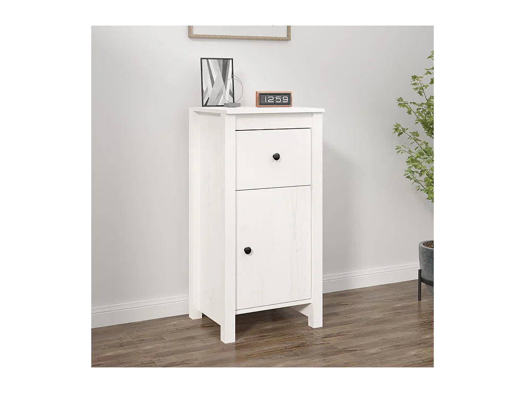 Buffet blanc 40x35x80 cm bois massif de pin