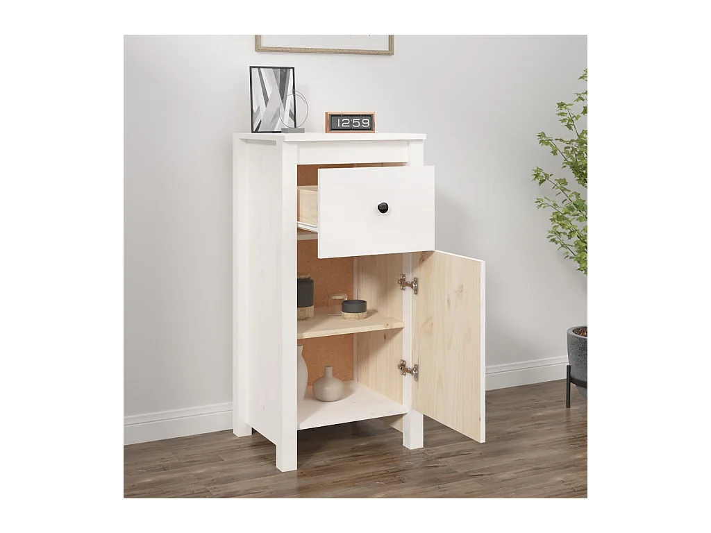 Buffet blanc 40x35x80 cm bois massif de pin
