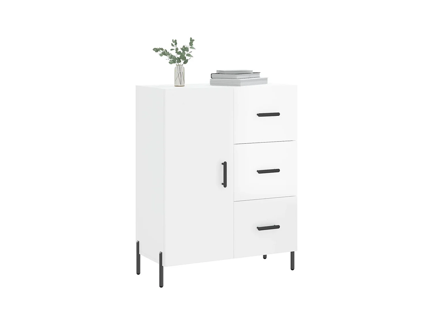 Buffet Blanc brillant 69,5x34x90 cm Bois d'ingénierie