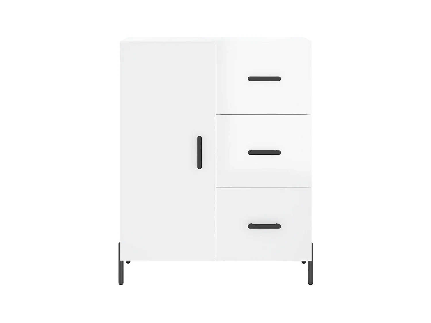 Buffet Blanc brillant 69,5x34x90 cm Bois d'ingénierie