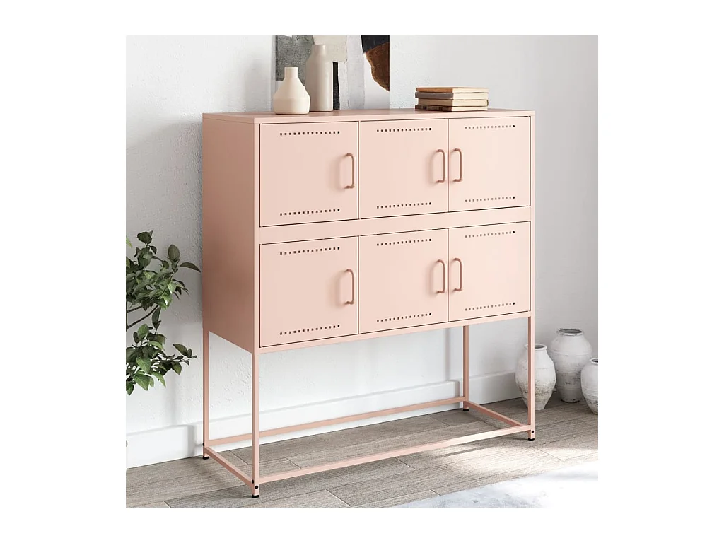 Buffet rose 100,5x39x107 cm acier