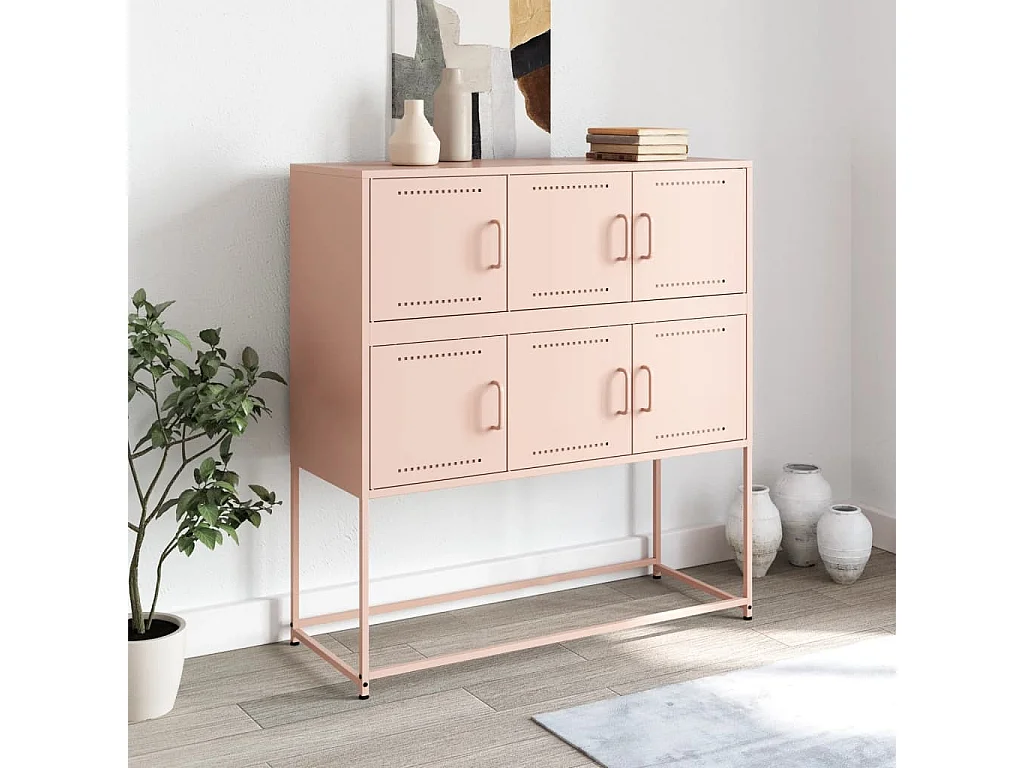 Buffet rose 100,5x39x107 cm acier