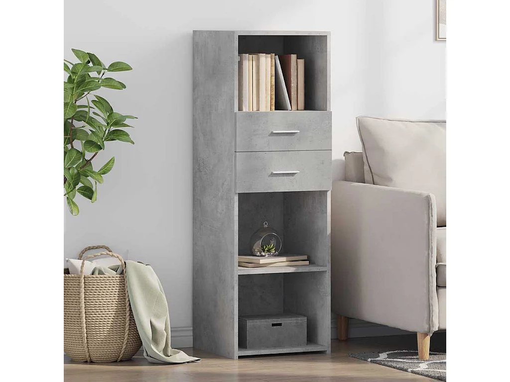Buffet haut gris béton 40x42,5x124 cm bois d'ingénierie